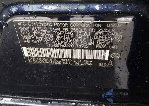 2007 Lexus Gs 350 z USA, uszkodzony, nr VIN JTHBE96S970018982